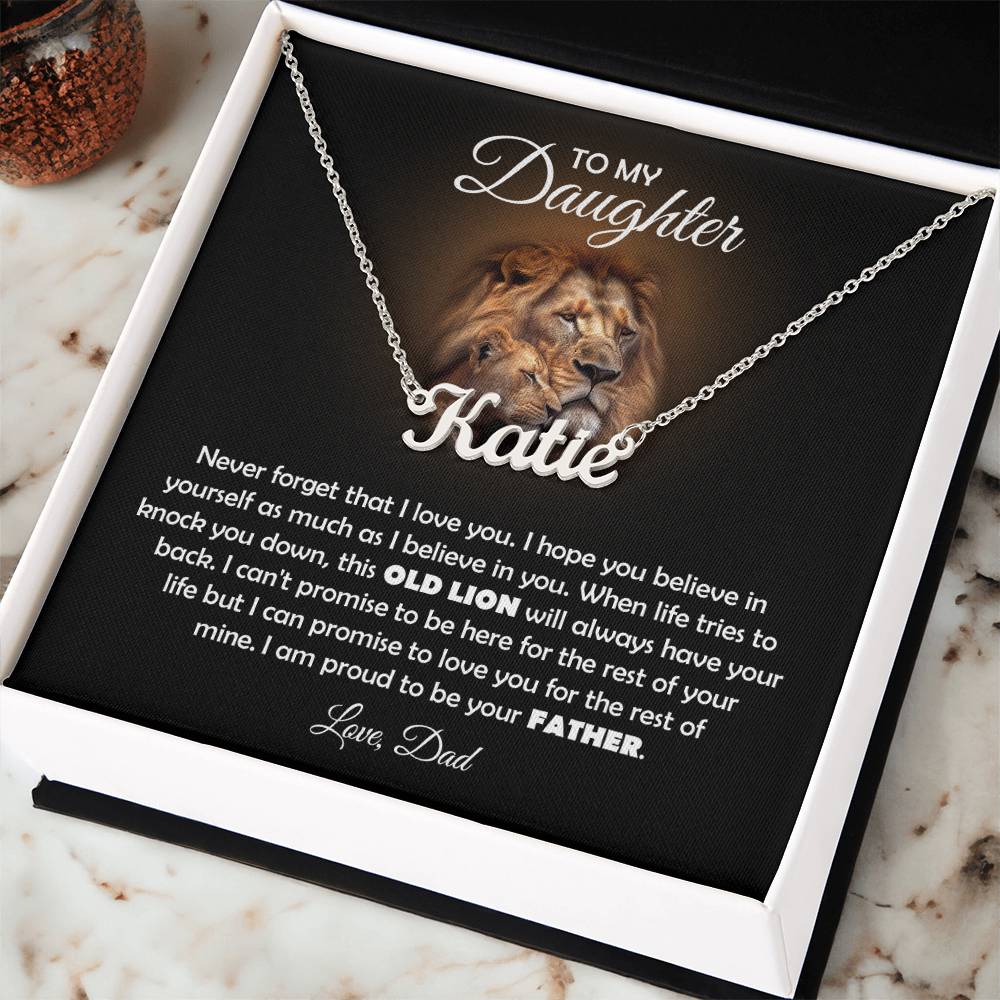 To My Daughter – Old Lion Name Necklace