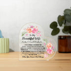 To My Beautiful Wife – Acrylic Heart Plaque
