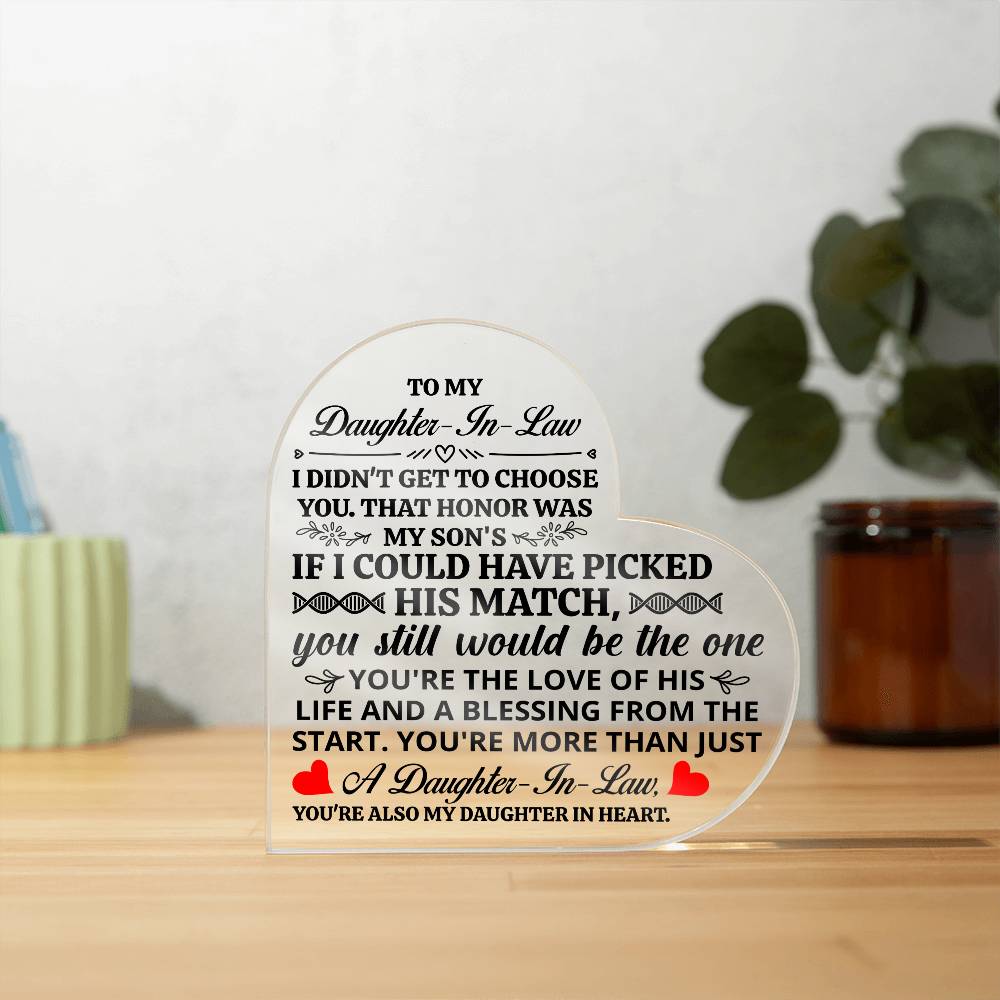 To My Daughter-in-Law – Honor Heart Plaque