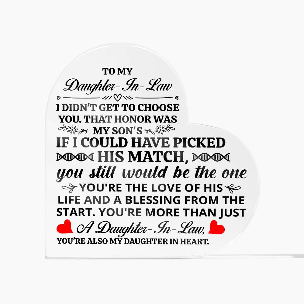To My Daughter-in-Law – Honor Heart Plaque