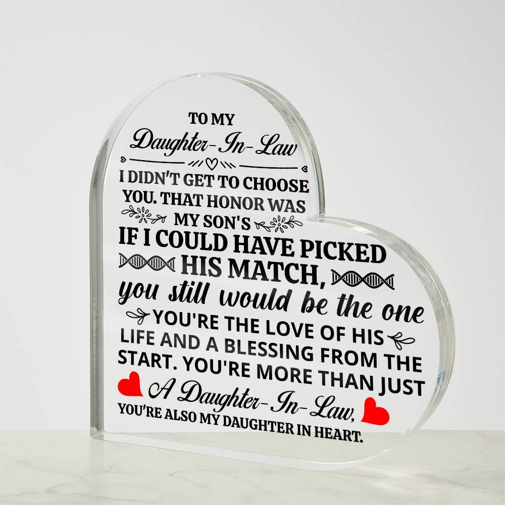 To My Daughter-in-Law – Honor Heart Plaque