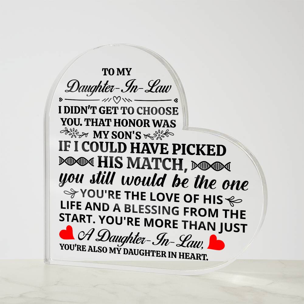 To My Daughter-in-Law – Honor Heart Plaque