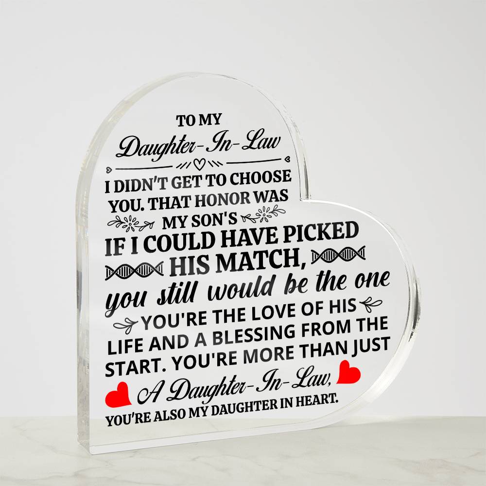 To My Daughter-in-Law – Honor Heart Plaque