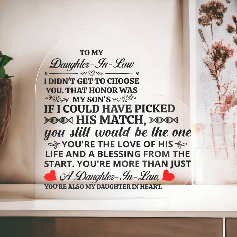 To My Daughter-in-Law – Honor Heart Plaque