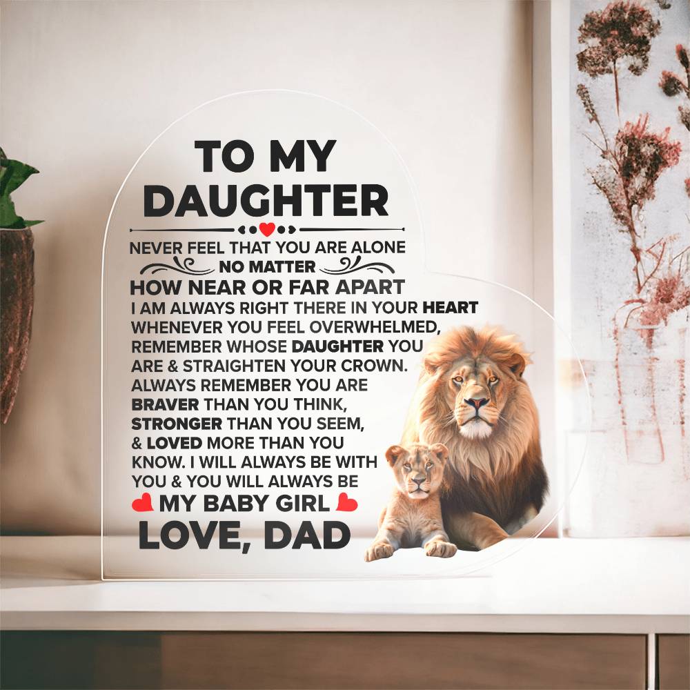 To My Daughter – Braver Heart Plaque