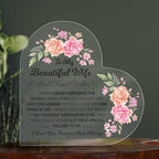 To My Beautiful Wife – Acrylic Heart Plaque