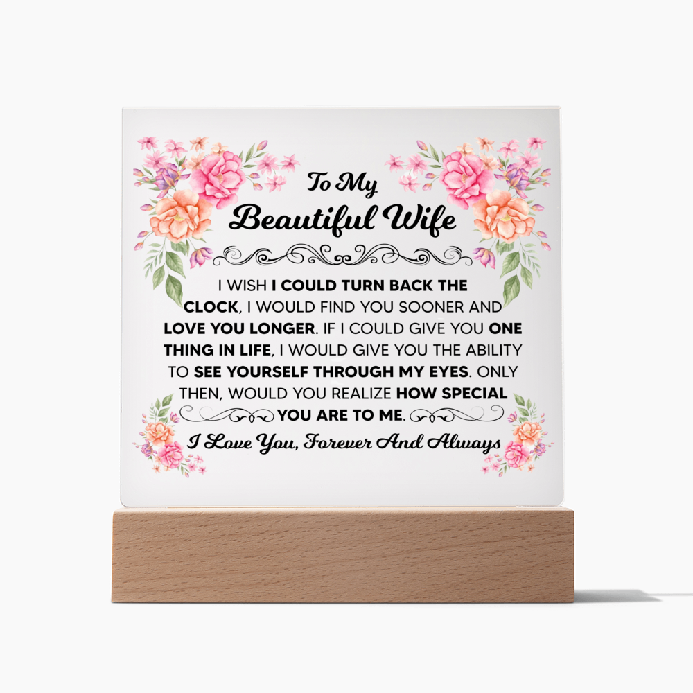 To My Beautiful Wife – Square LED Plaque