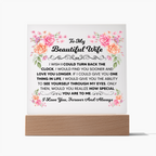 To My Beautiful Wife – Square LED Plaque