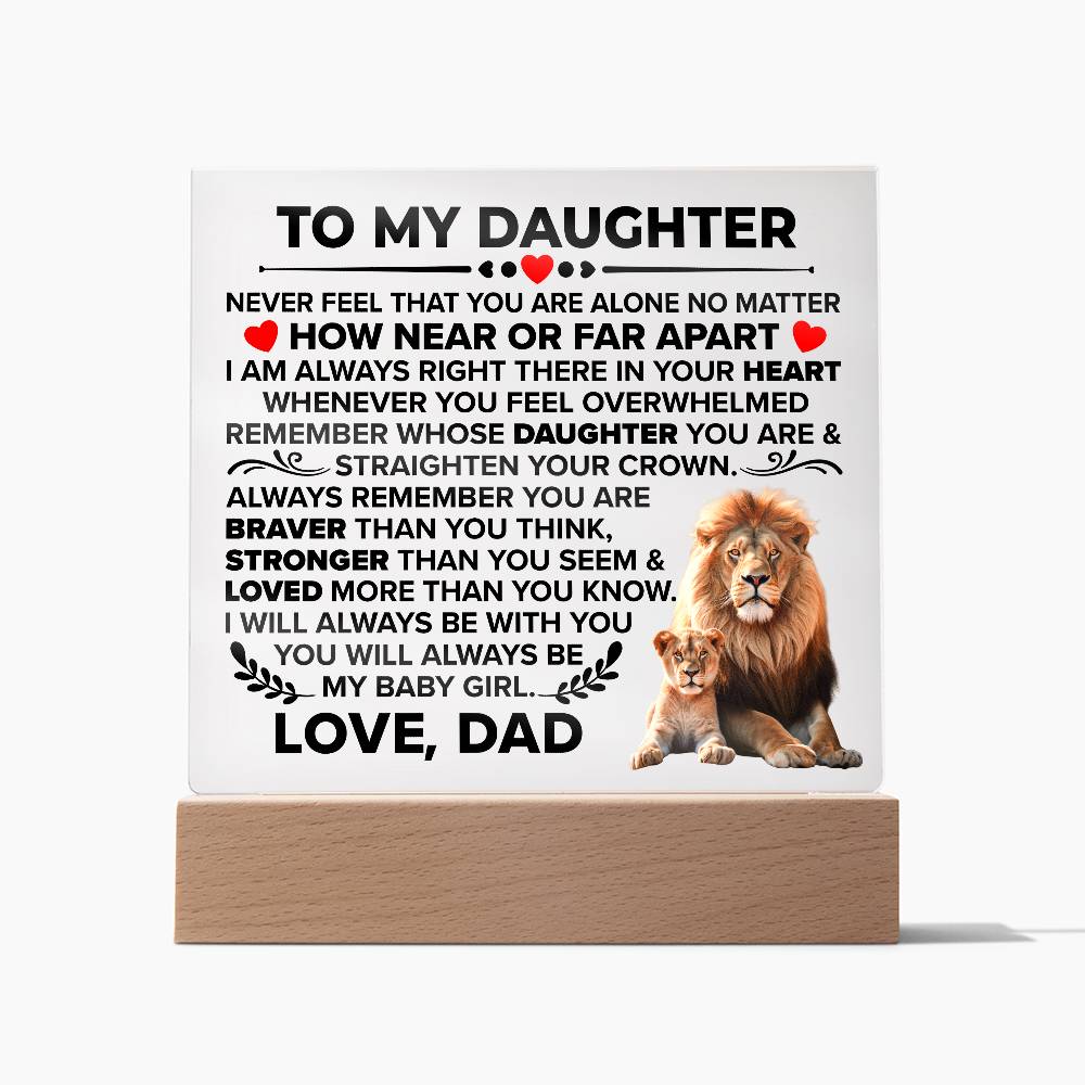 To My Daughter – Braver Square Plaque
