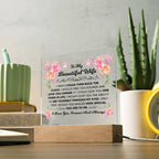 To My Beautiful Wife – Square LED Plaque