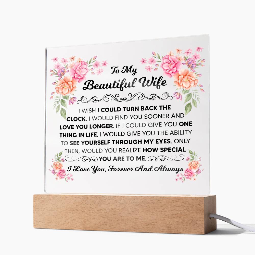 To My Beautiful Wife – Square LED Plaque