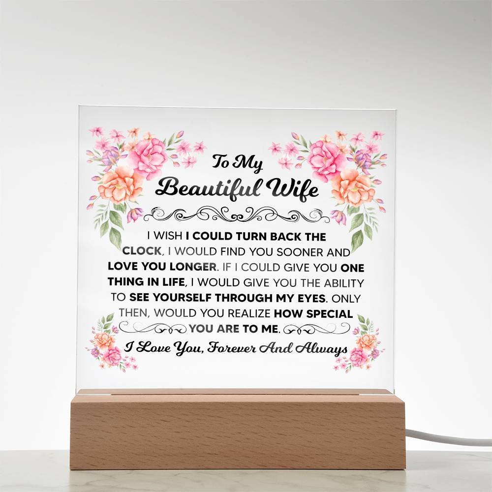To My Beautiful Wife – Square LED Plaque
