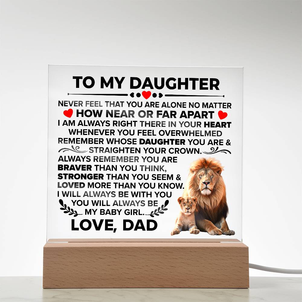 To My Daughter – Braver Square Plaque