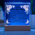 To My Beautiful Wife – Square LED Plaque