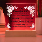 To My Beautiful Wife – Square LED Plaque