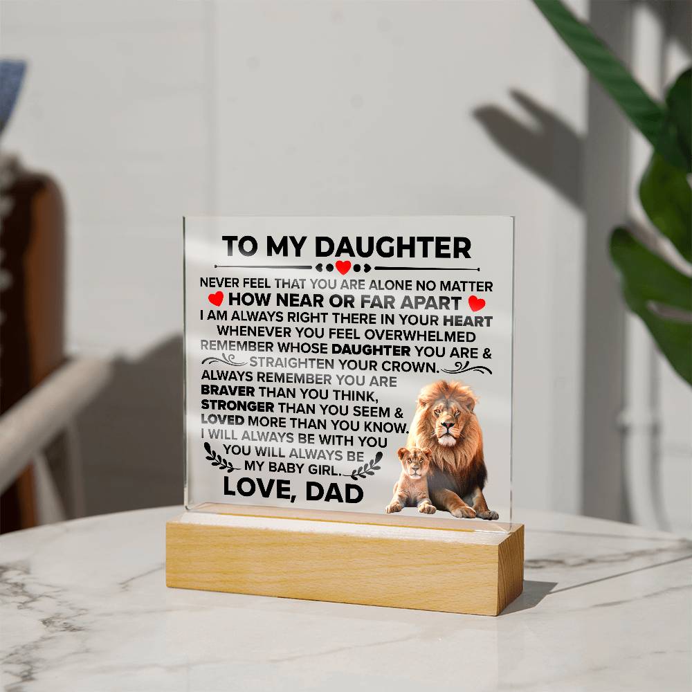 To My Daughter – Braver Square Plaque