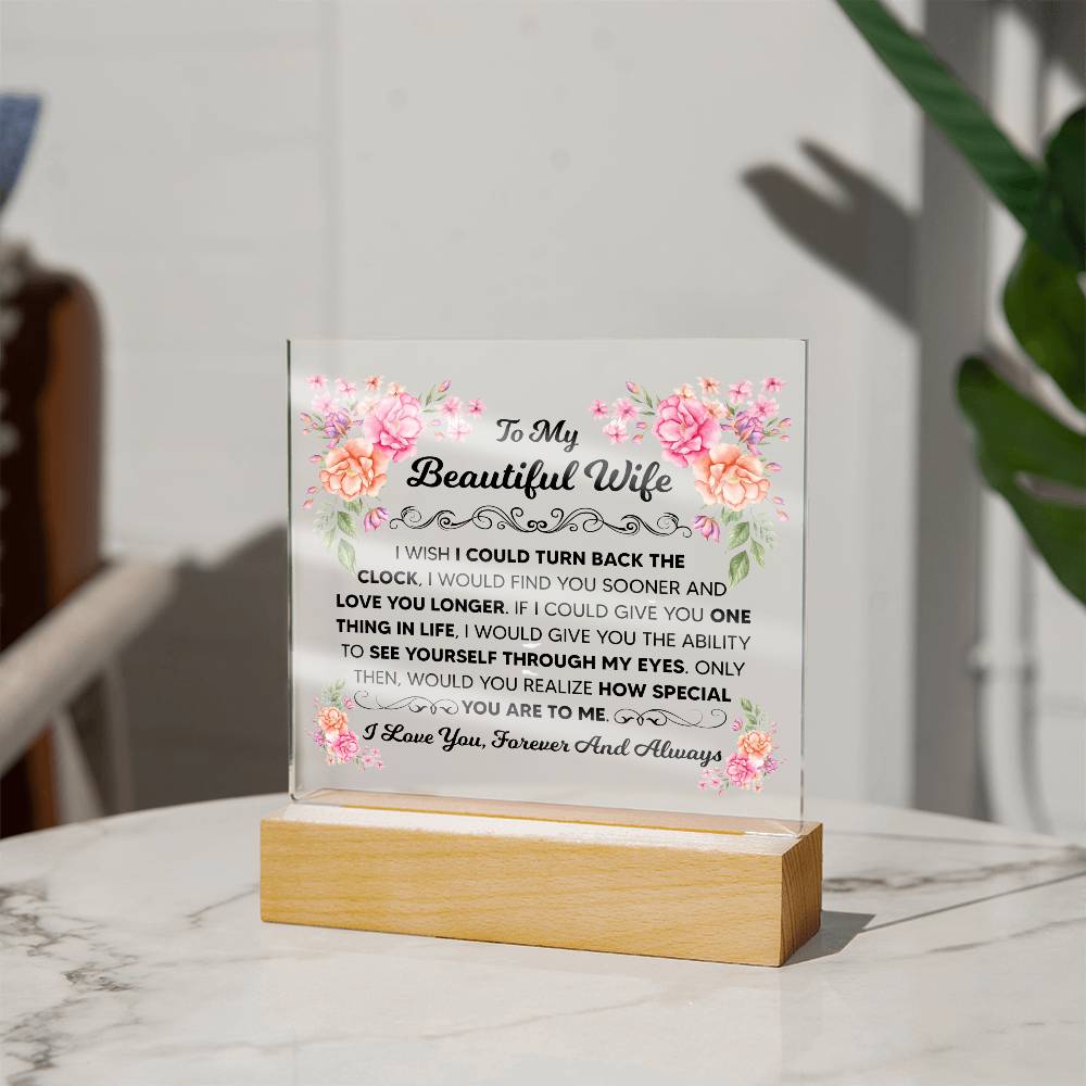 To My Beautiful Wife – Square LED Plaque