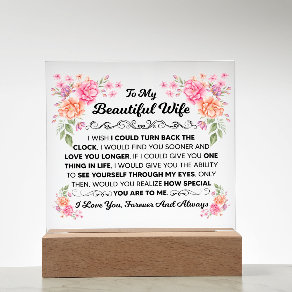 To My Beautiful Wife – Square LED Plaque