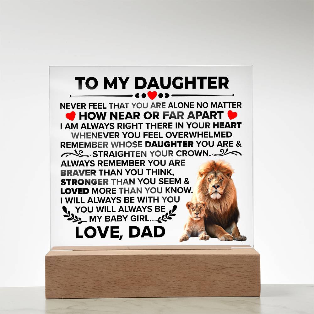 To My Daughter – Braver Square Plaque