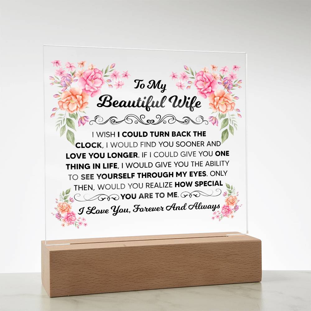 To My Beautiful Wife – Square LED Plaque