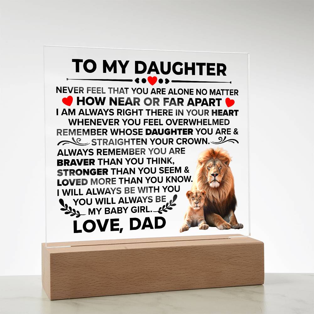 To My Daughter – Braver Square Plaque