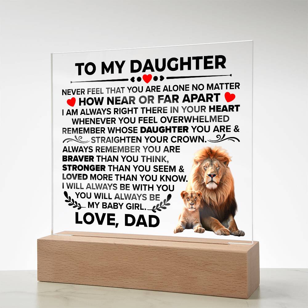 To My Daughter – Braver Square Plaque