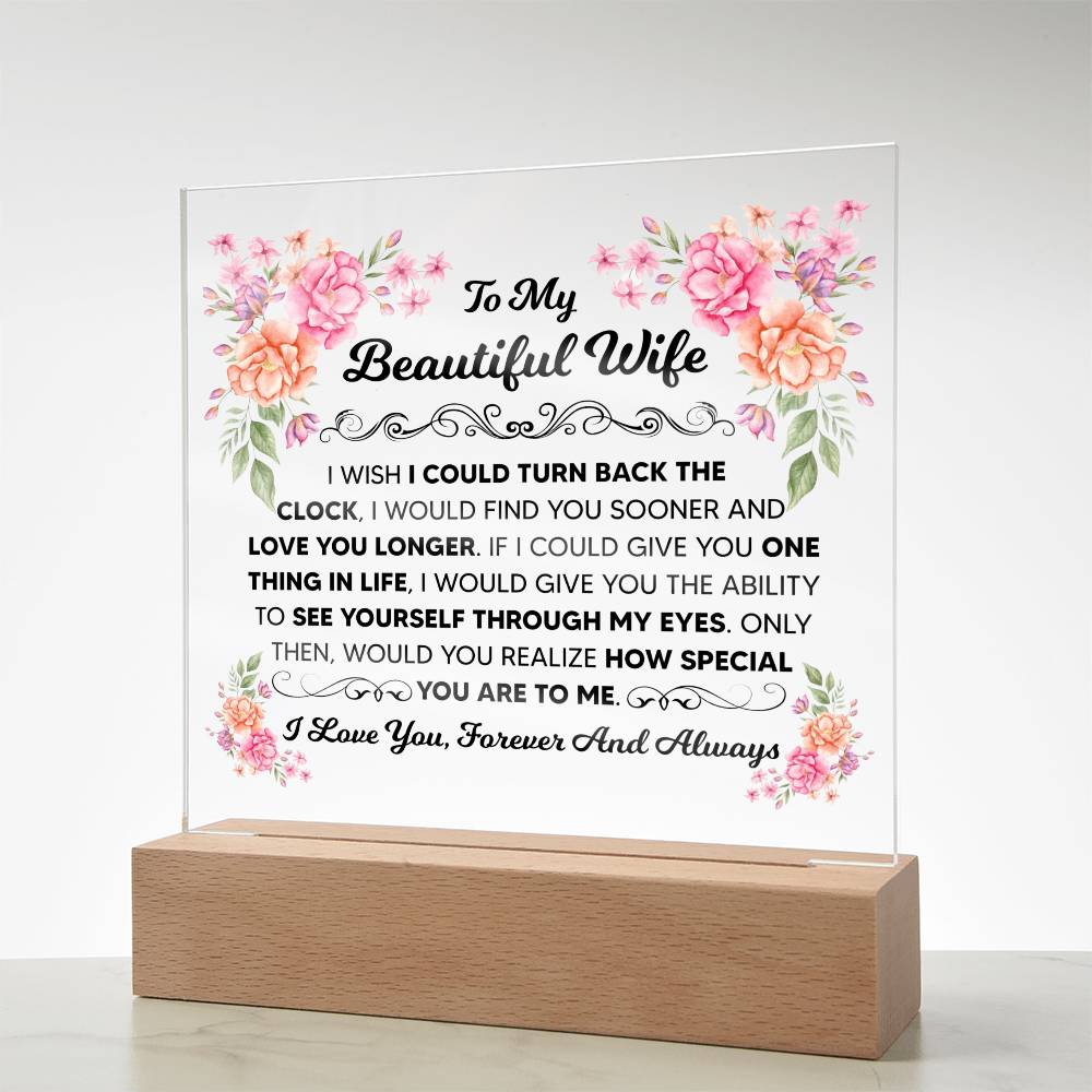 To My Beautiful Wife – Square LED Plaque