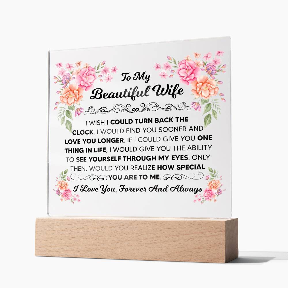 To My Beautiful Wife – Square LED Plaque