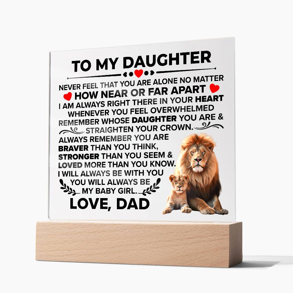 To My Daughter – Braver Square Plaque