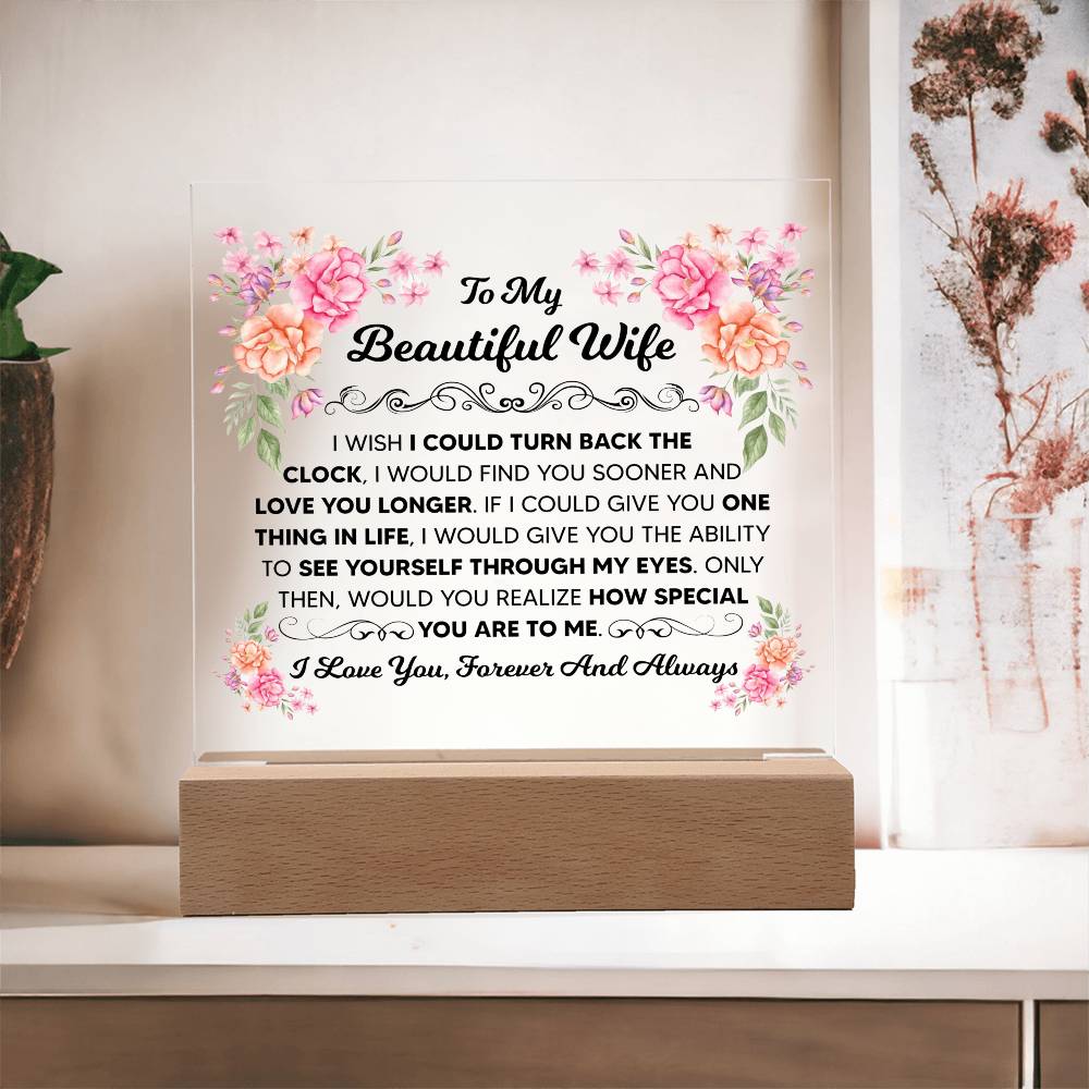 To My Beautiful Wife – Square LED Plaque