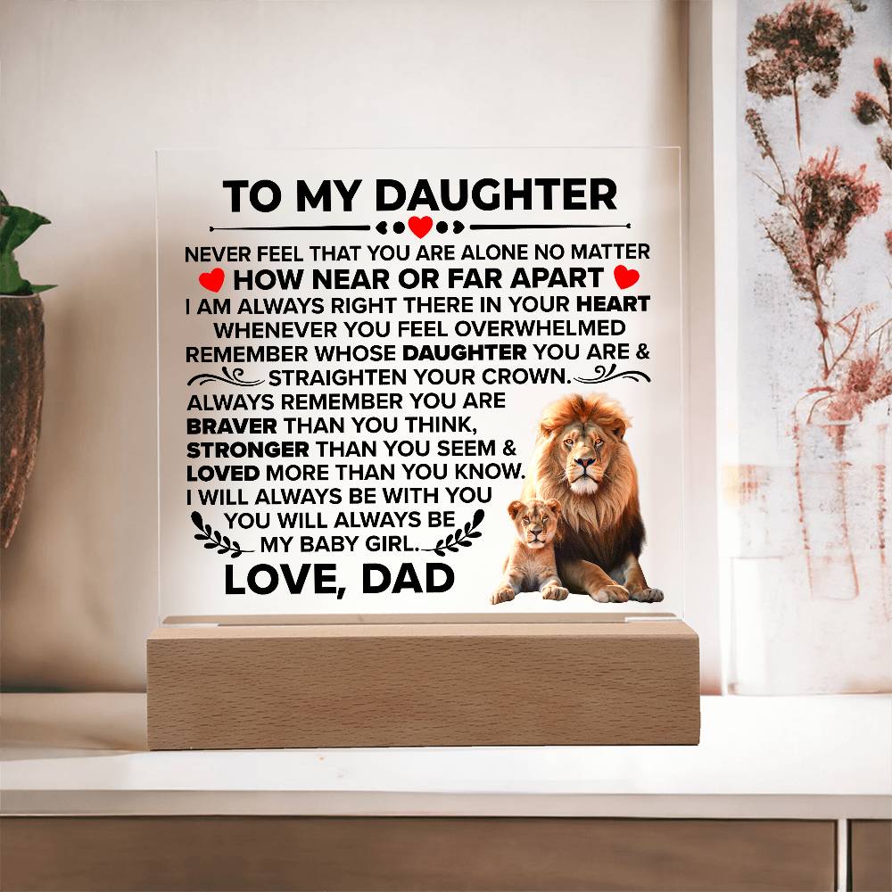 To My Daughter – Braver Square Plaque
