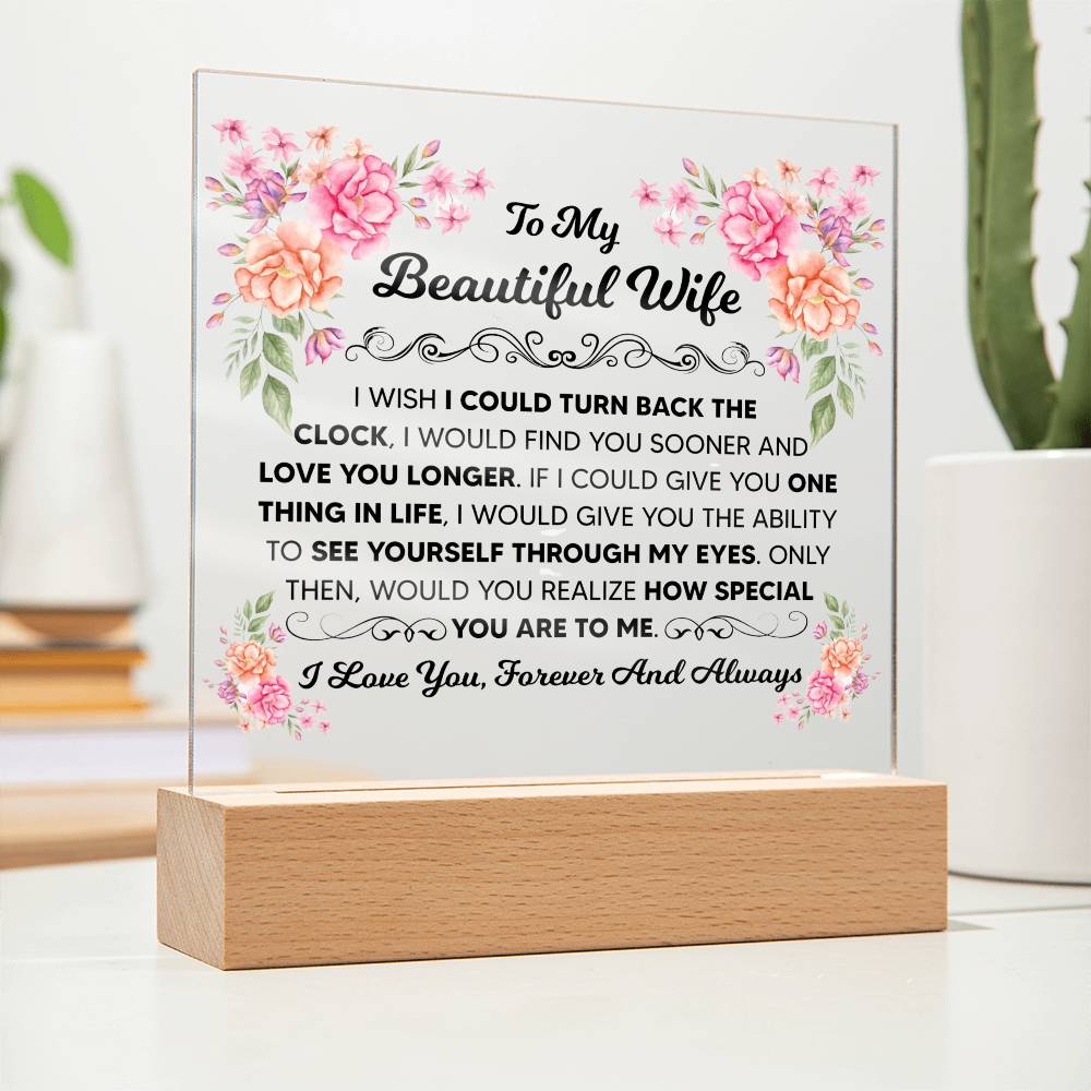 To My Beautiful Wife – Square LED Plaque