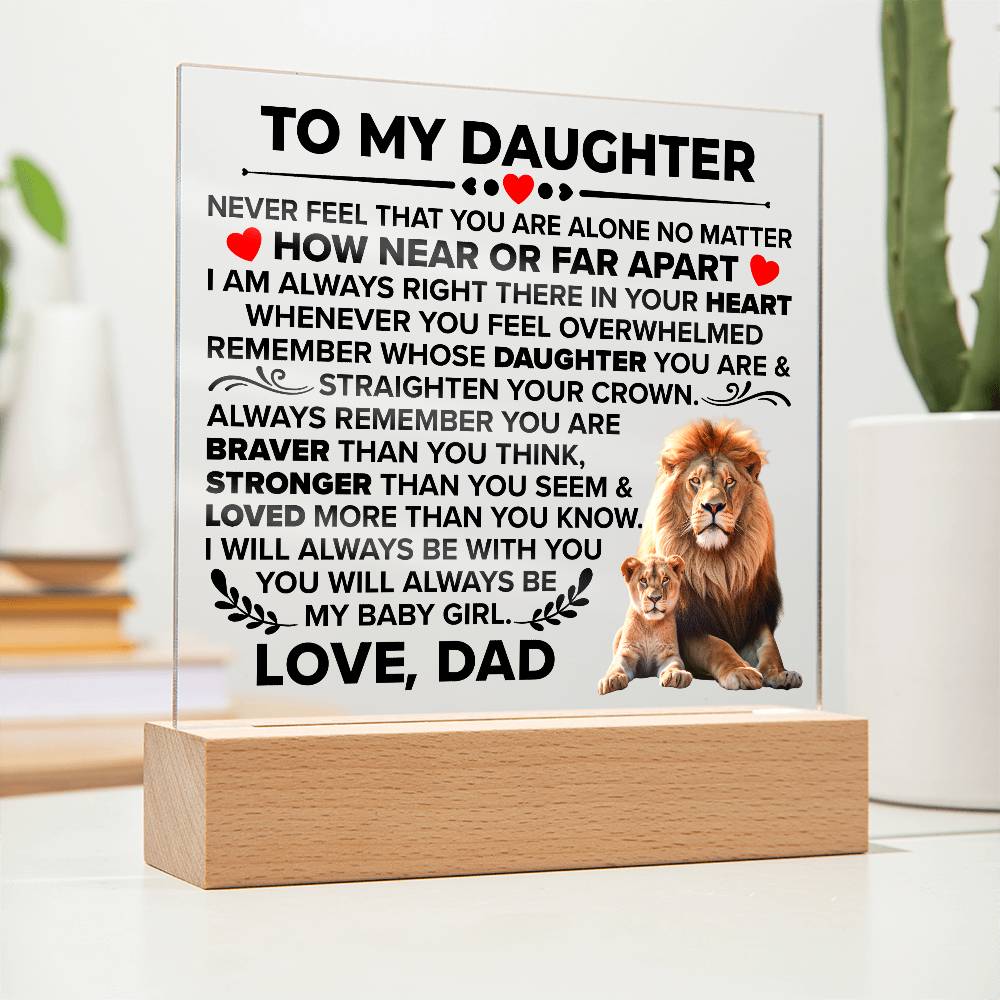 To My Daughter – Braver Square Plaque