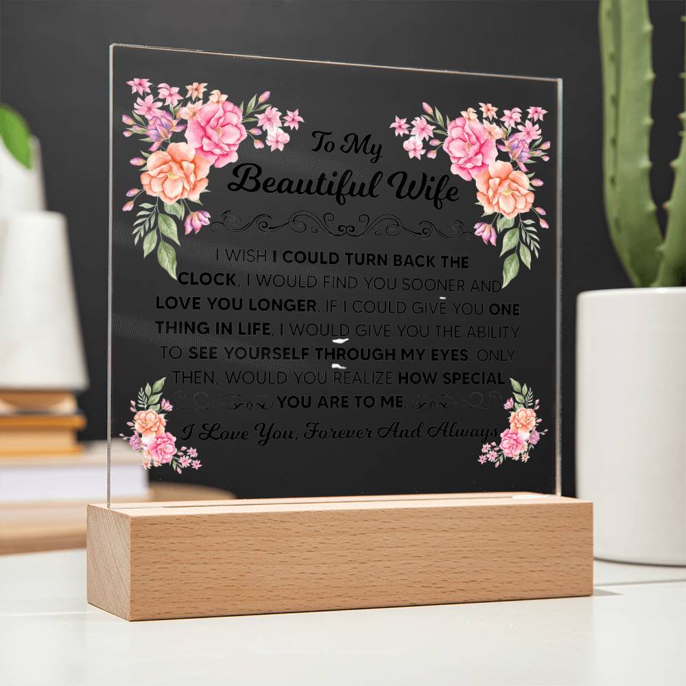 To My Beautiful Wife – Square LED Plaque