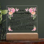 To My Beautiful Wife – Square LED Plaque