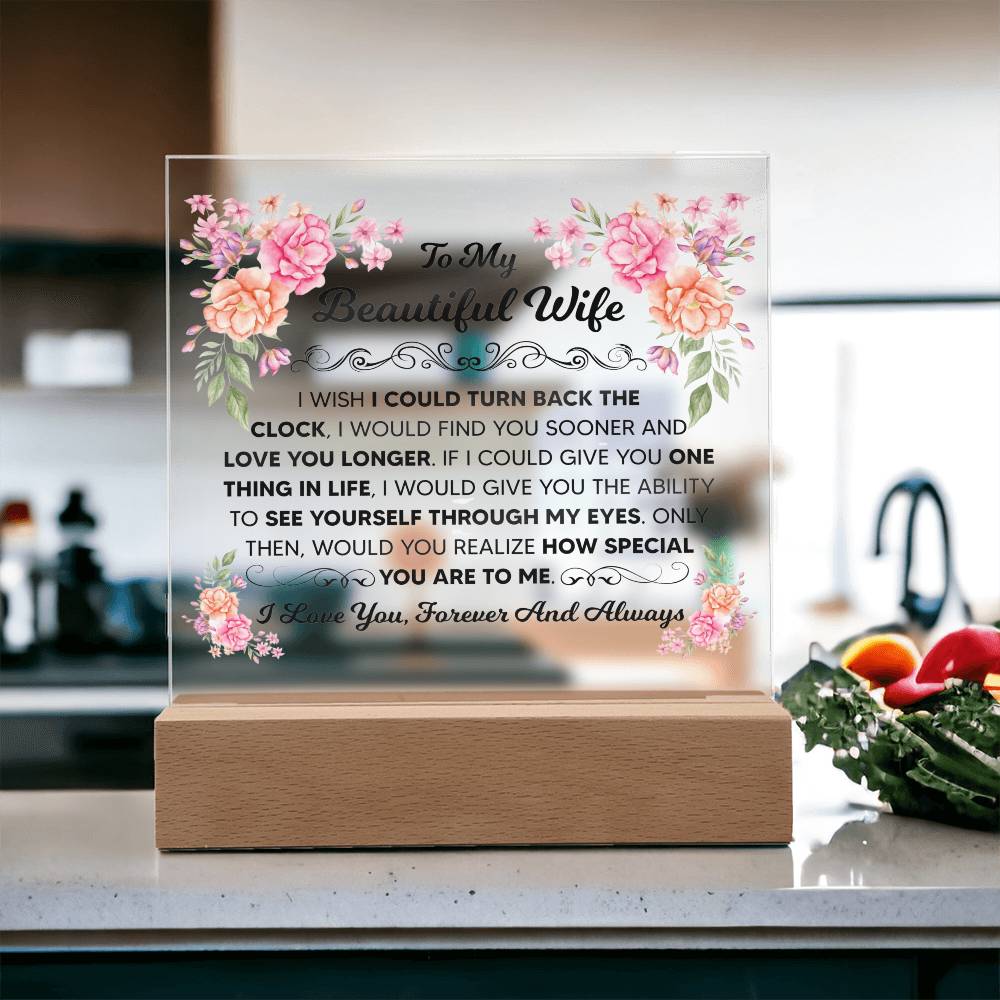 To My Beautiful Wife – Square LED Plaque