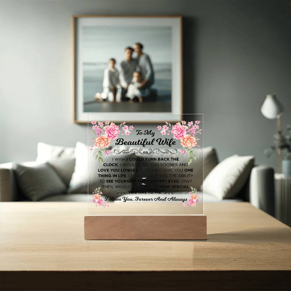 To My Beautiful Wife – Square LED Plaque