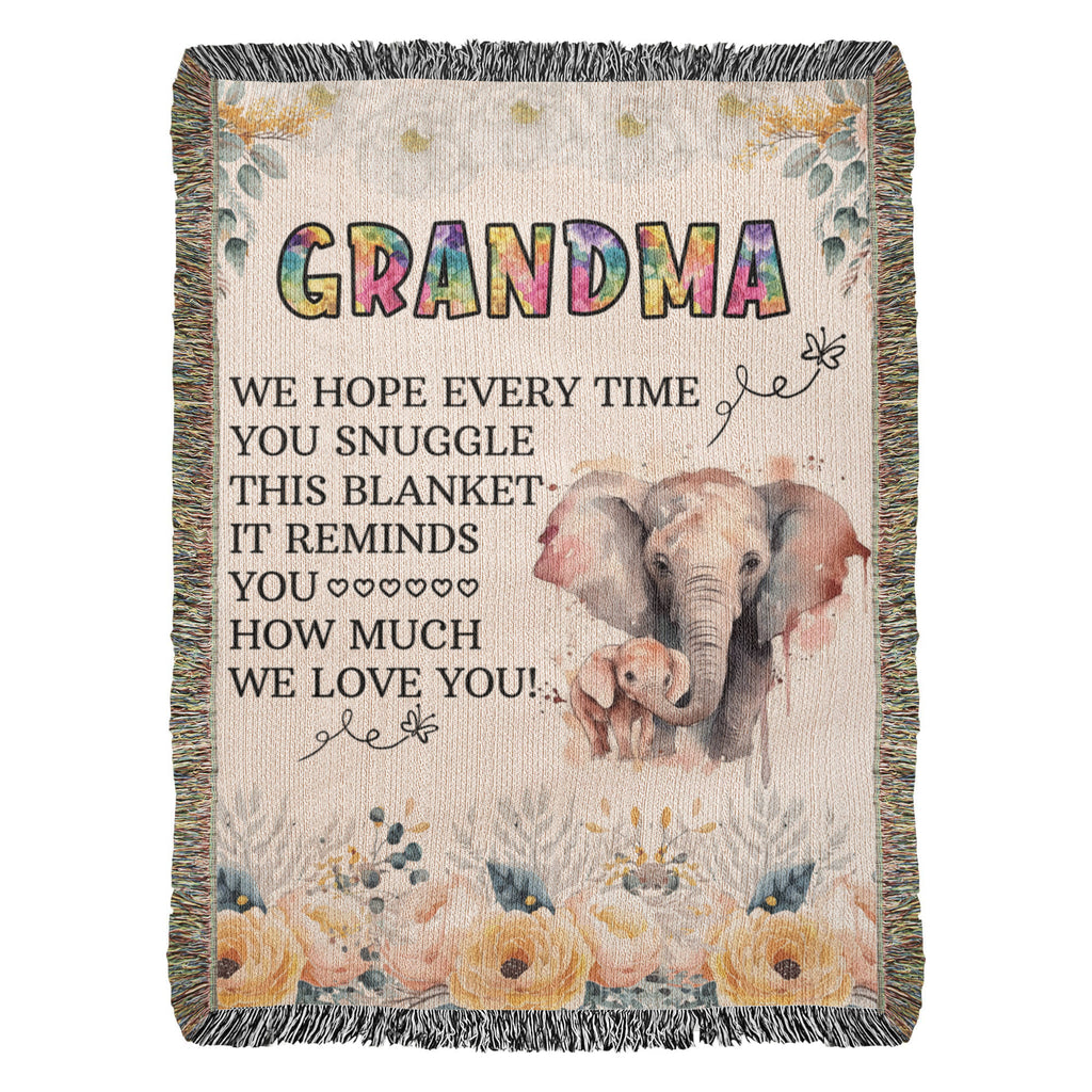 To My Grandma – Elephant Woven Blanket