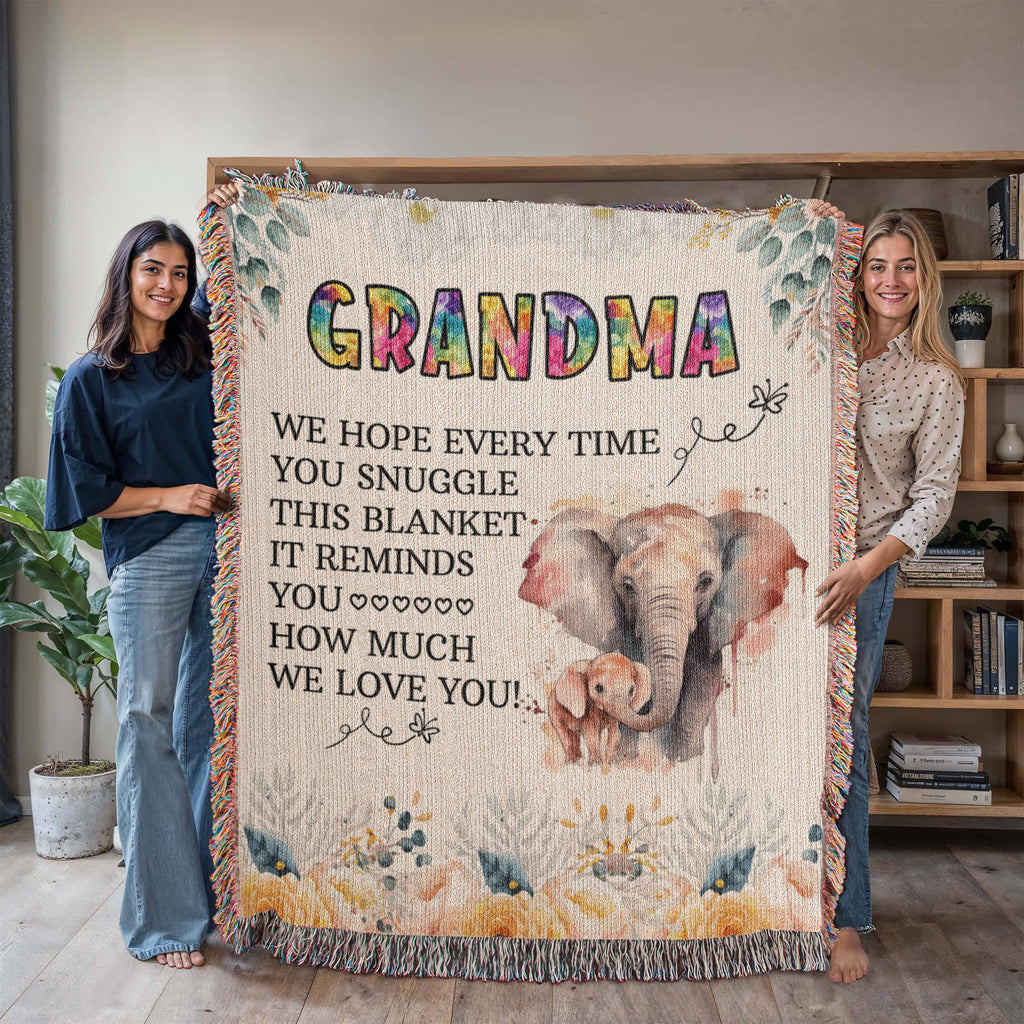 To My Grandma – Elephant Woven Blanket