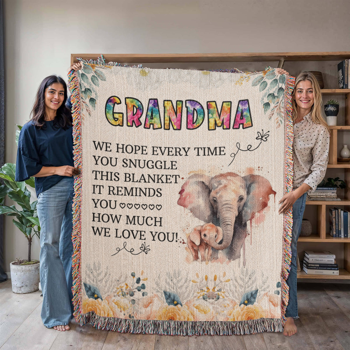 To My Grandma – Elephant Woven Blanket