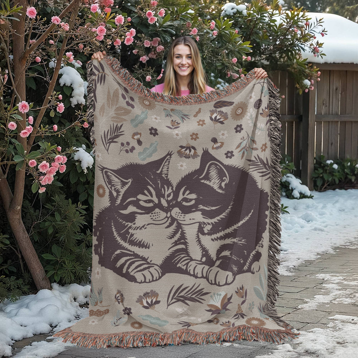 Snuggling Kitties – Woven Blanket