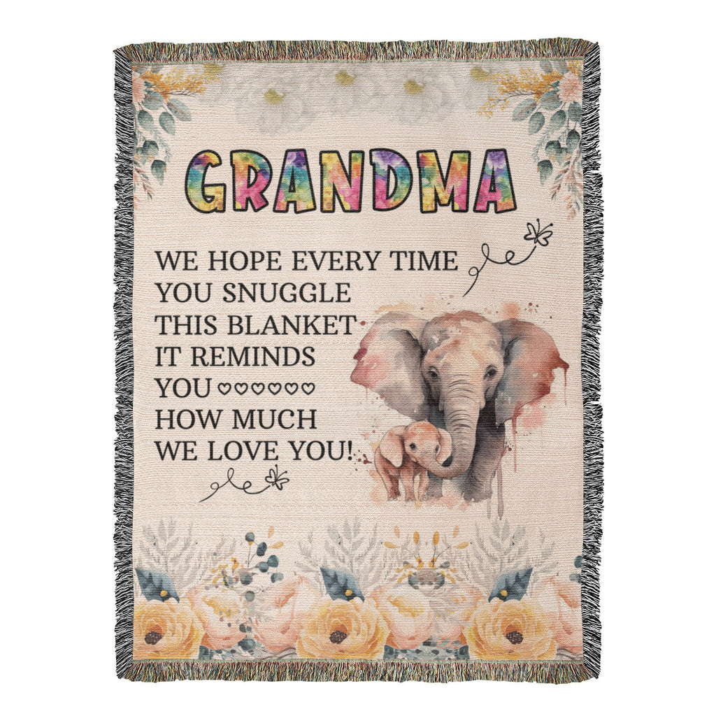 To My Grandma – Elephant Woven Blanket