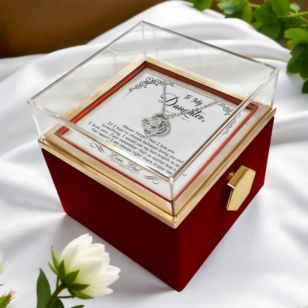 To My Daughter – Love Knot Necklace with Rose Box (Interlocking Card)