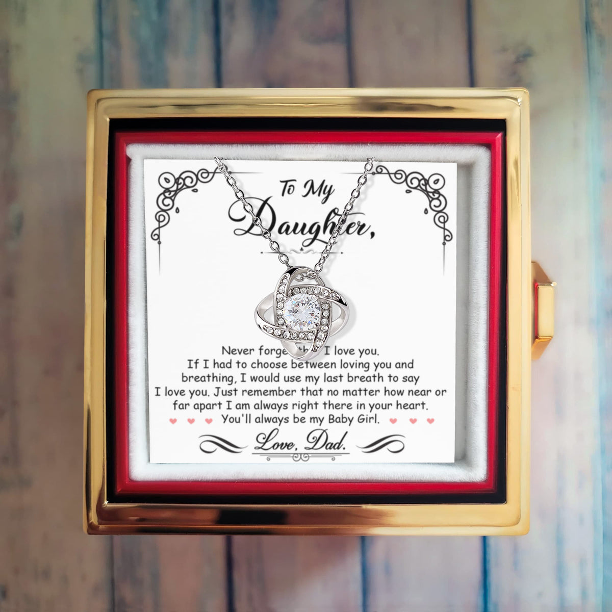 To My Daughter – Interlocking Necklace with Rose Box