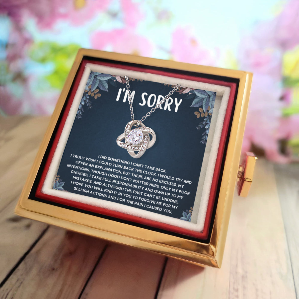 I'm Sorry – Love Knot Necklace with Rose Box