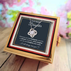 To My Daughter – Love Knot Necklace with Rose Box (Crown Card)