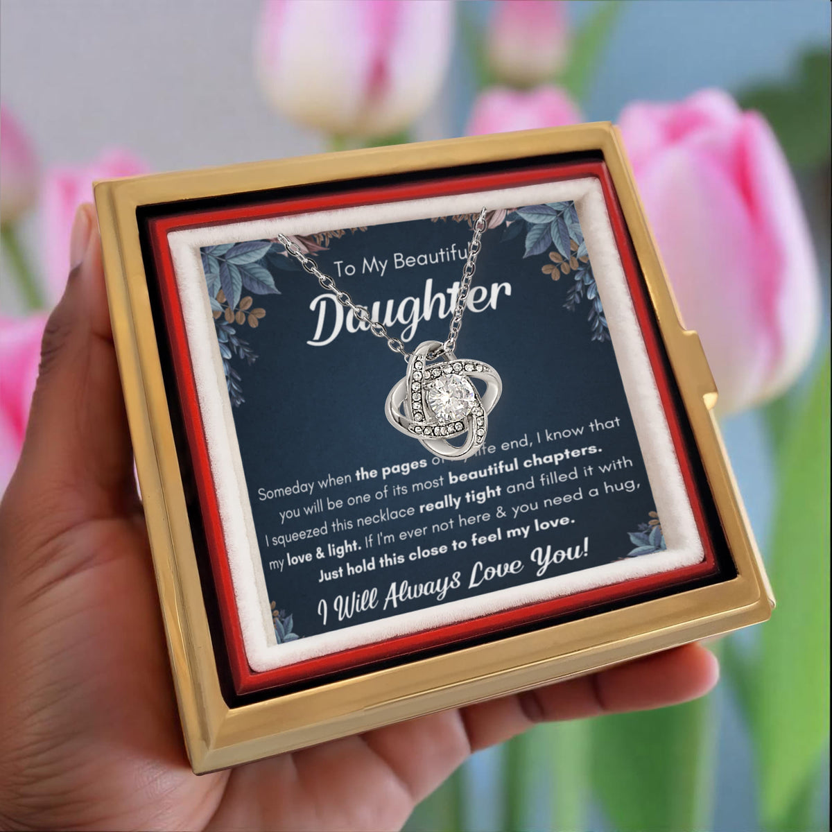 To My Daughter – Chapters Name Necklace with Rose Box