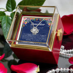 To My Daughter – Love Knot Necklace with Rose Box (Braver Name Card)