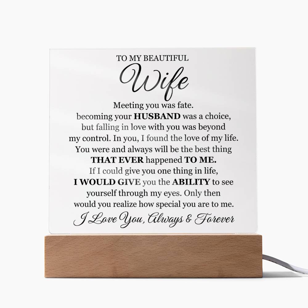 To My Beautiful Wife – Printed Plaque Gift Set