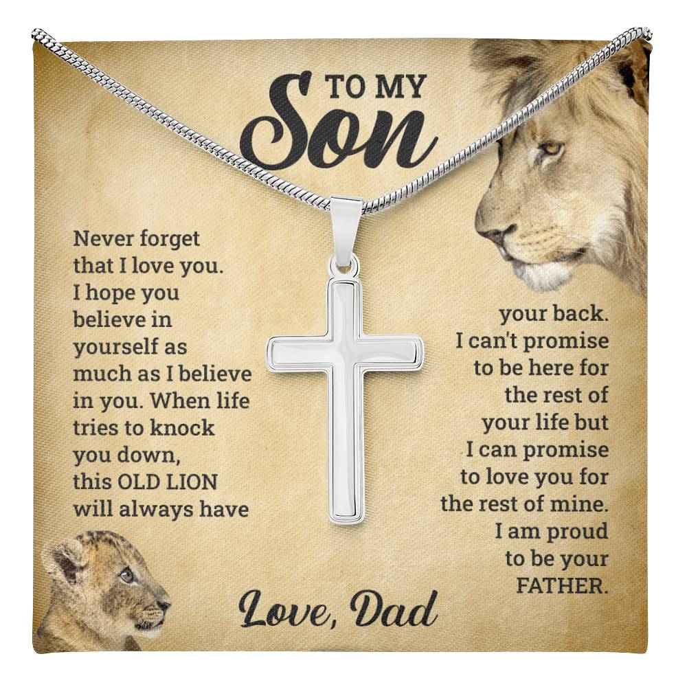 To My Son – Old Lion Cross Necklace